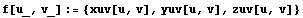 f[u_, v_] := {xuv[u, v], yuv[u, v], zuv[u, v]}