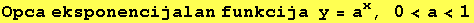 Opca eksponencijalan funkcija&nbsp;&nbsp;y = a^x, 0<a<1