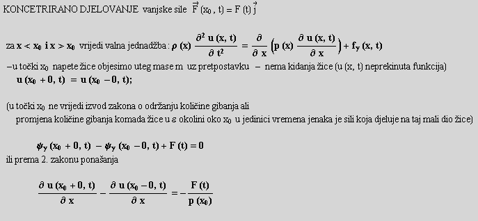 RowBox[{ , RowBox[{KONCETRIRANO DJELOVANJE&nbsp;&nbsp;vanjske sile&nbsp;&nbsp;&nbsp;Overscript ...  u (x_0 + 0, t))/∂ x - (∂ u (x_0 - 0, t))/∂ x = -(F (t))/(p (x_0)), }]}]
