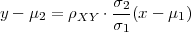 y - μ2 = ρXY ⋅ σ2-(x - μ1)
              σ1
